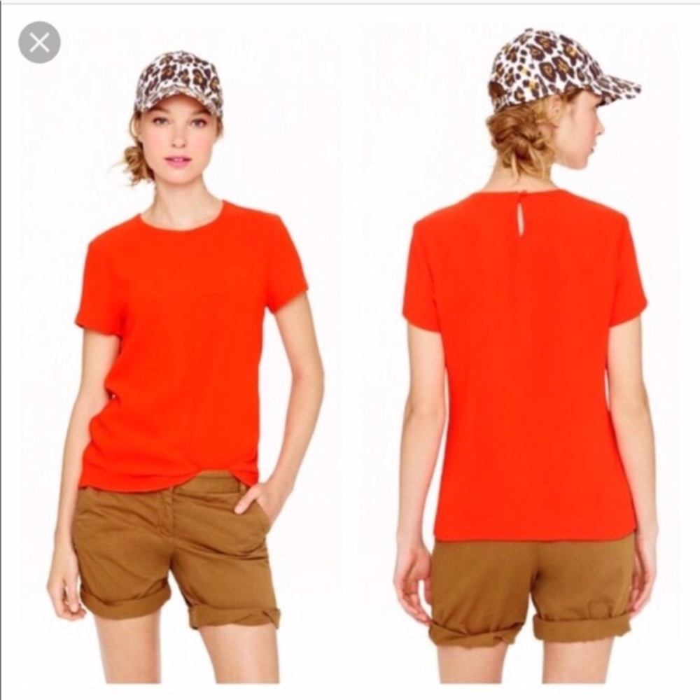 J Crew Matte Crepe Tee T shirt Orange